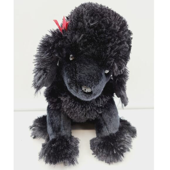Ty Beanie Buddies Gigi Black Poodle Puppy Dog Stuffed Animal 2003 Red Bows 10” - Picture 1 of 8